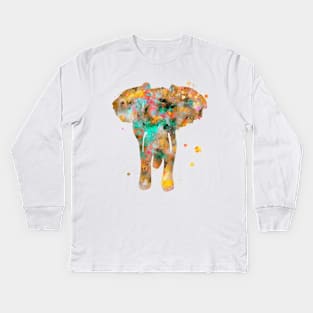 Elephant Watercolor Painting Gold 2 Kids Long Sleeve T-Shirt